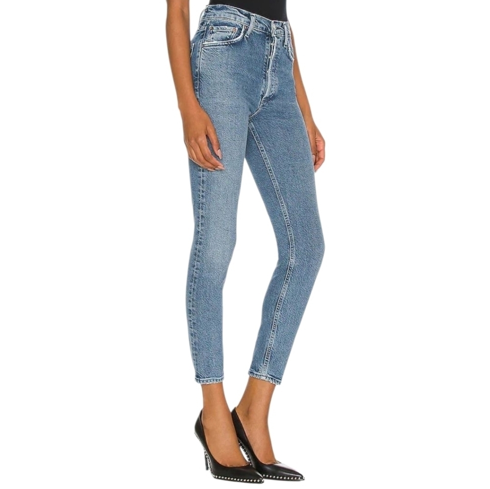Agolde Nico Skinny Blue Jeans with Buttonfly Classic Fall Equestrian Clean Girl